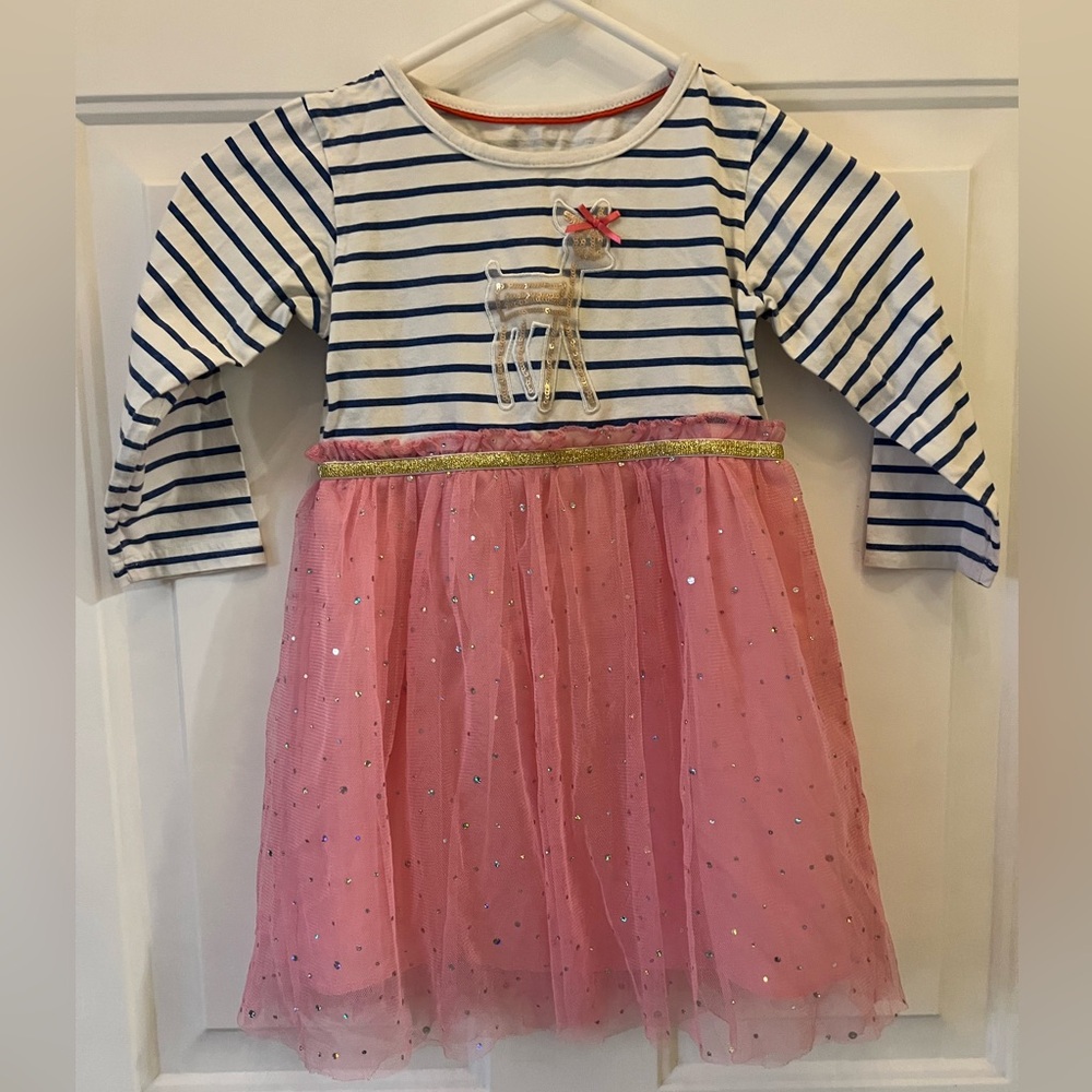 Striped Pink Tulle Kids Dress